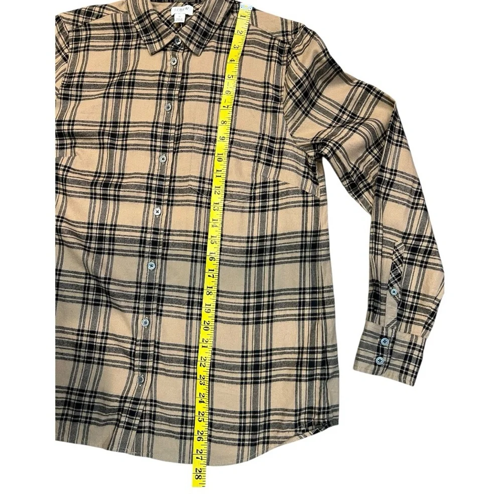 J Crew Factory Women’s black & tan brown Plaid Soft Flannel Shirt NWT